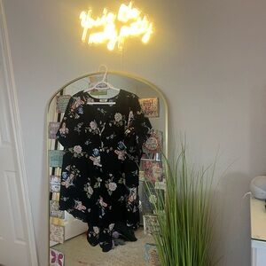 Black floral blouse